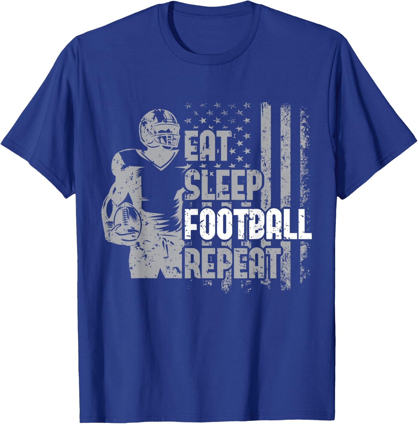Eat Sleep Football Repeat Youth Shirt Kids Boys Girls Adult T-Shirt - T-Shirt | Royal