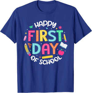 Happy First Day Of School Teacher Student Back To School Women Kids T-Shirt - T-Shirt | Royal