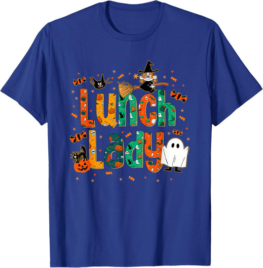 Halloween Lunch Lady Cafeteria Spooky Lunch Lady Halloween T-Shirt - T-Shirt | Royal