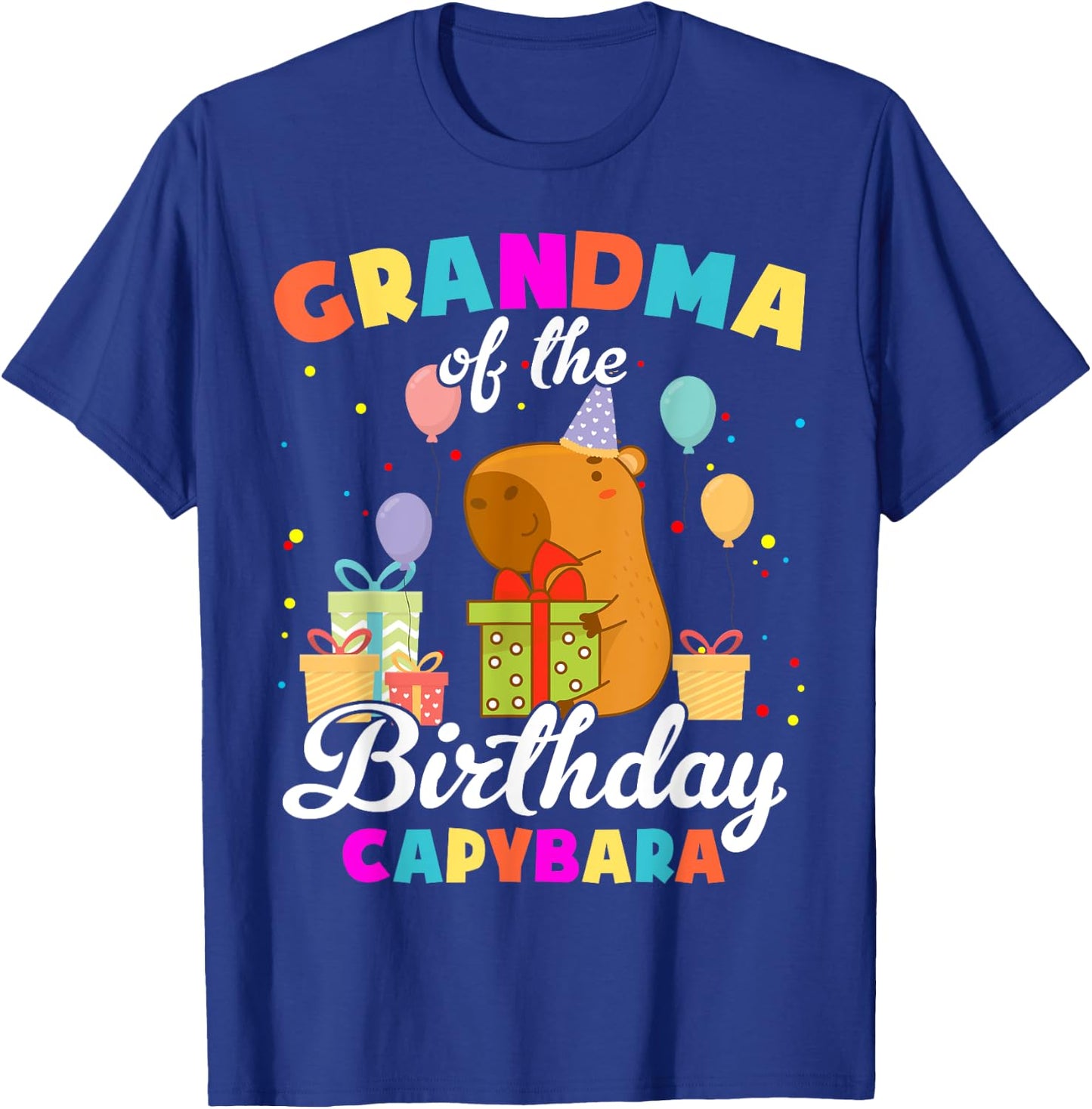 Grandma Of The Birthday Capybara Family Party T-Shirt - T-Shirt | Royal