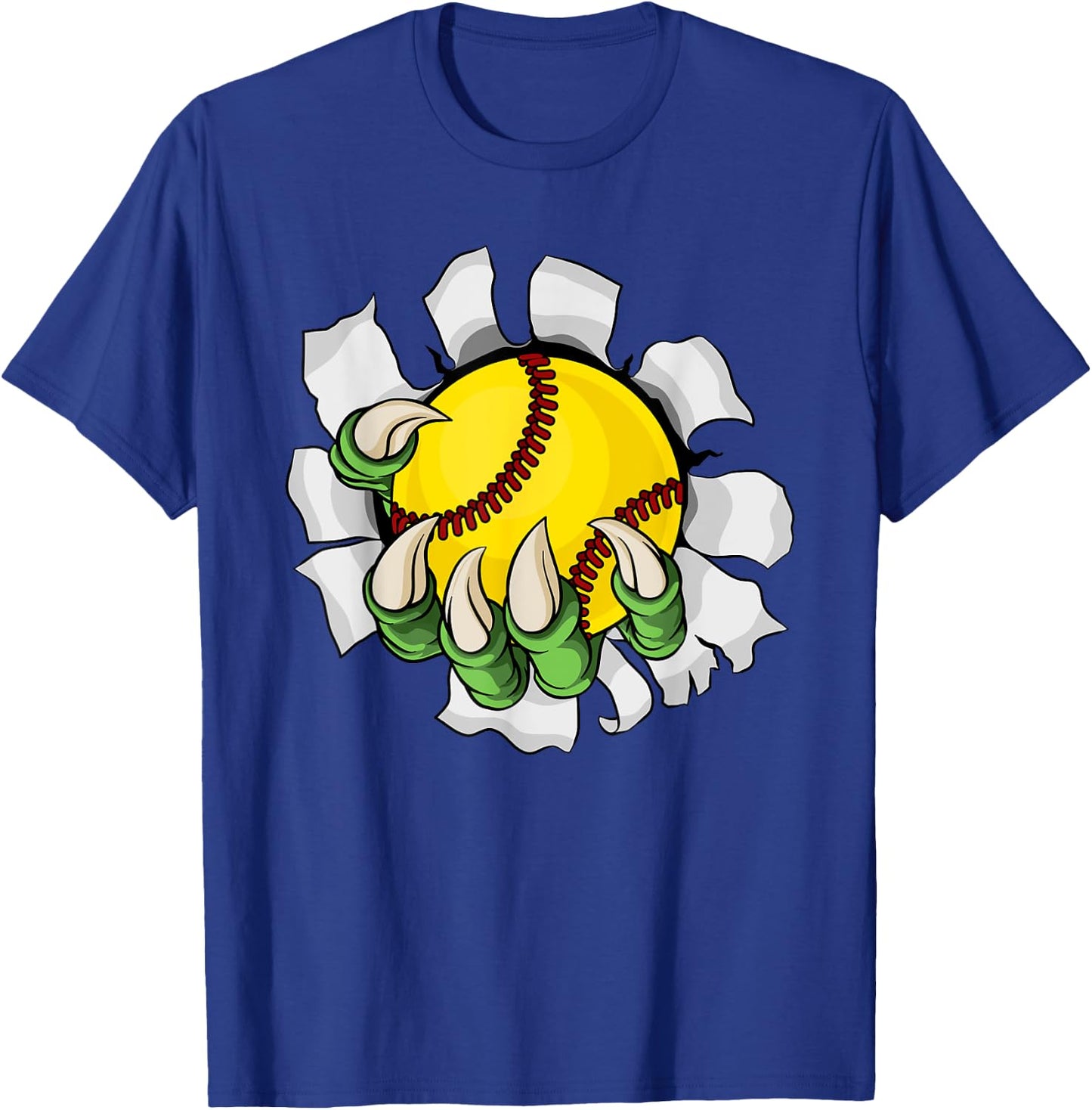 Claw Softball Baseball Ball Dragon Monster Hand T-Shirt - T-Shirt | Royal