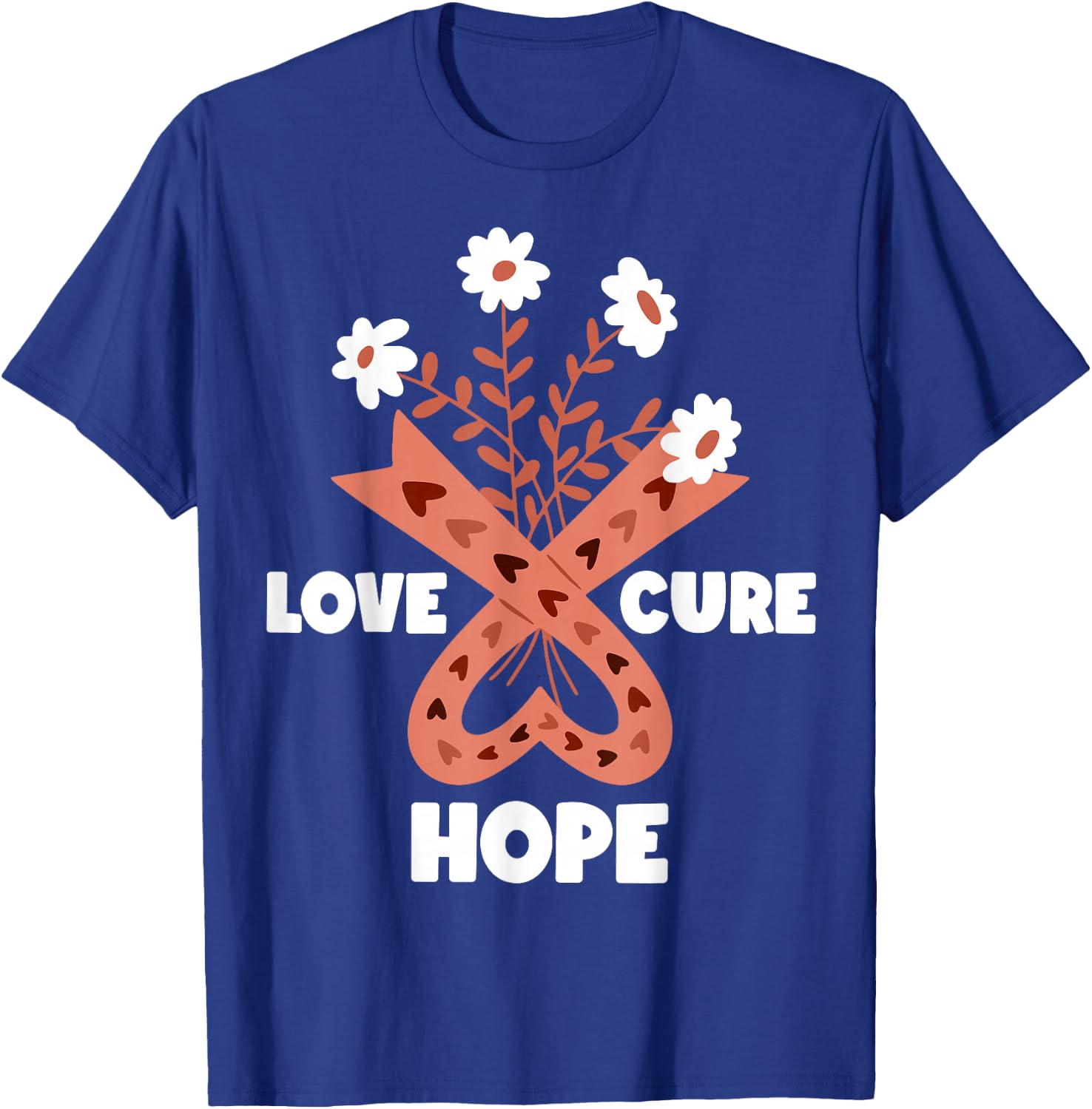 Faith Hope Love Cure Uterine Endometrial Cancer Awareness T-Shirt - T-Shirt | Royal