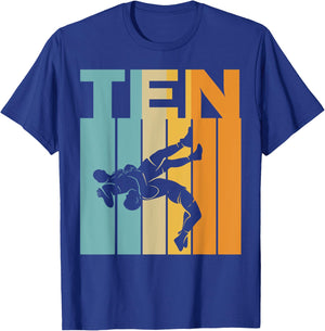 Cool Ten Wrestling 10th Bday 10 Years Old T-Shirt - T-Shirt | Royal