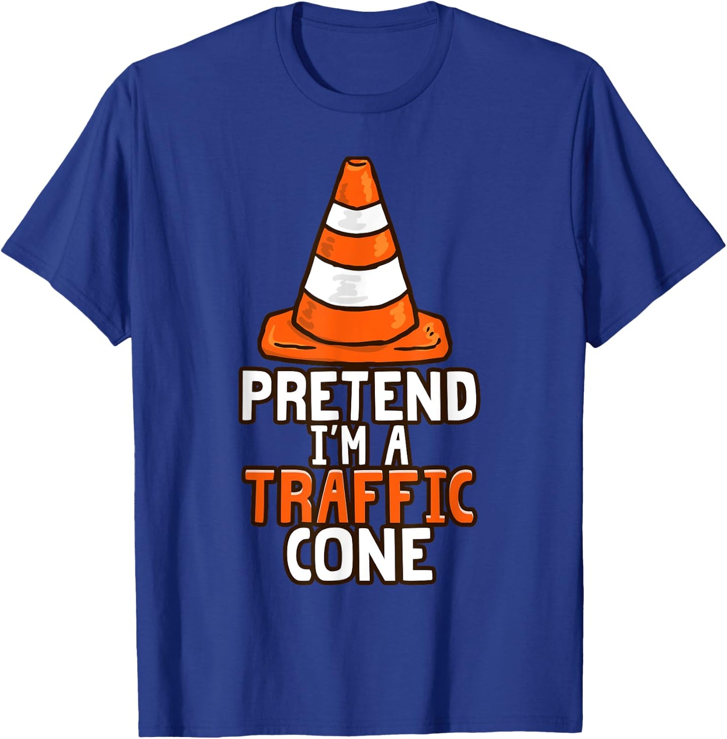 Retro I'm a Traffic Cone Lazy Halloween Costume Kids Adults T-Shirt - T-Shirt | Royal