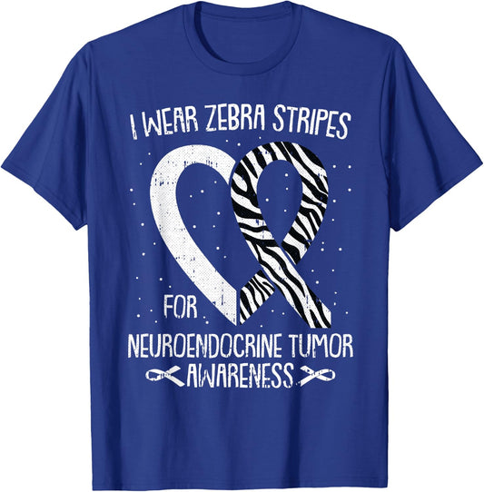 Zebra Ribbon Neuroendocrine Cancer Awareness NET Carcinoid T-Shirt - T-Shirt | Royal