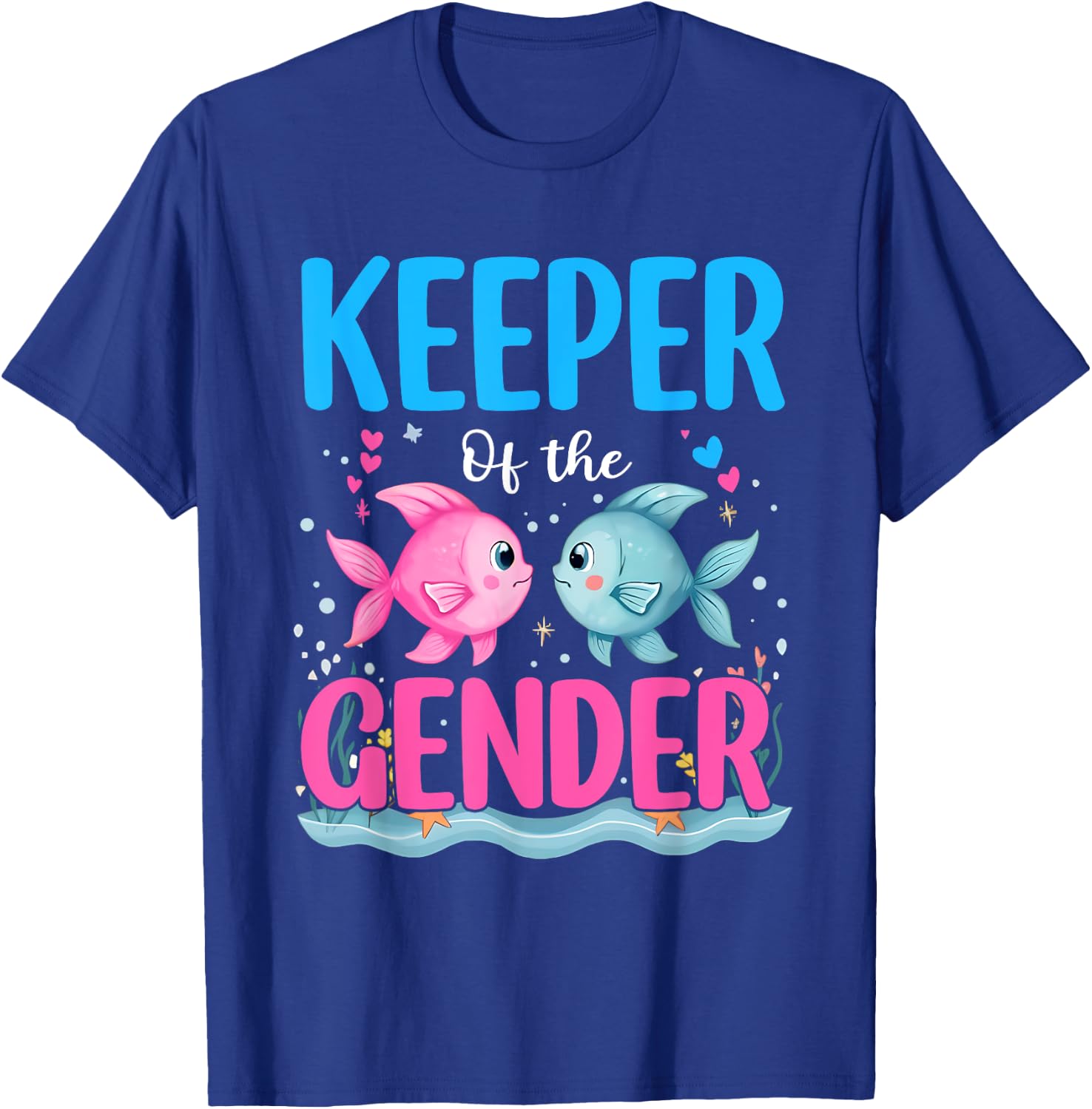 Keeper Of The Gender Fish He Or Fish She Gender Reveal T-Shirt - T-Shirt | Royal