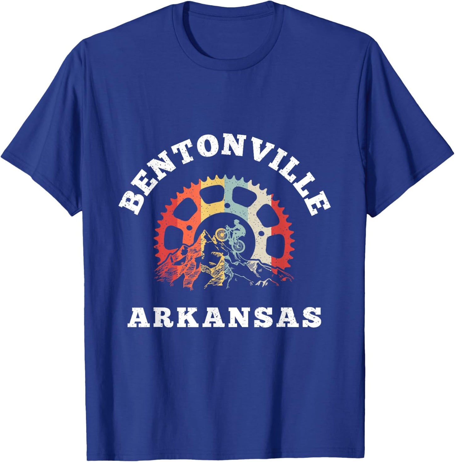 Vintage Bentonville Arkansas Mountain Biking Chain Rings T-Shirt - T-Shirt | Royal