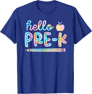 Hello Pre-K Team Tie Dye Back to School Teacher Student PreK T-Shirt - T-Shirt | Royal
