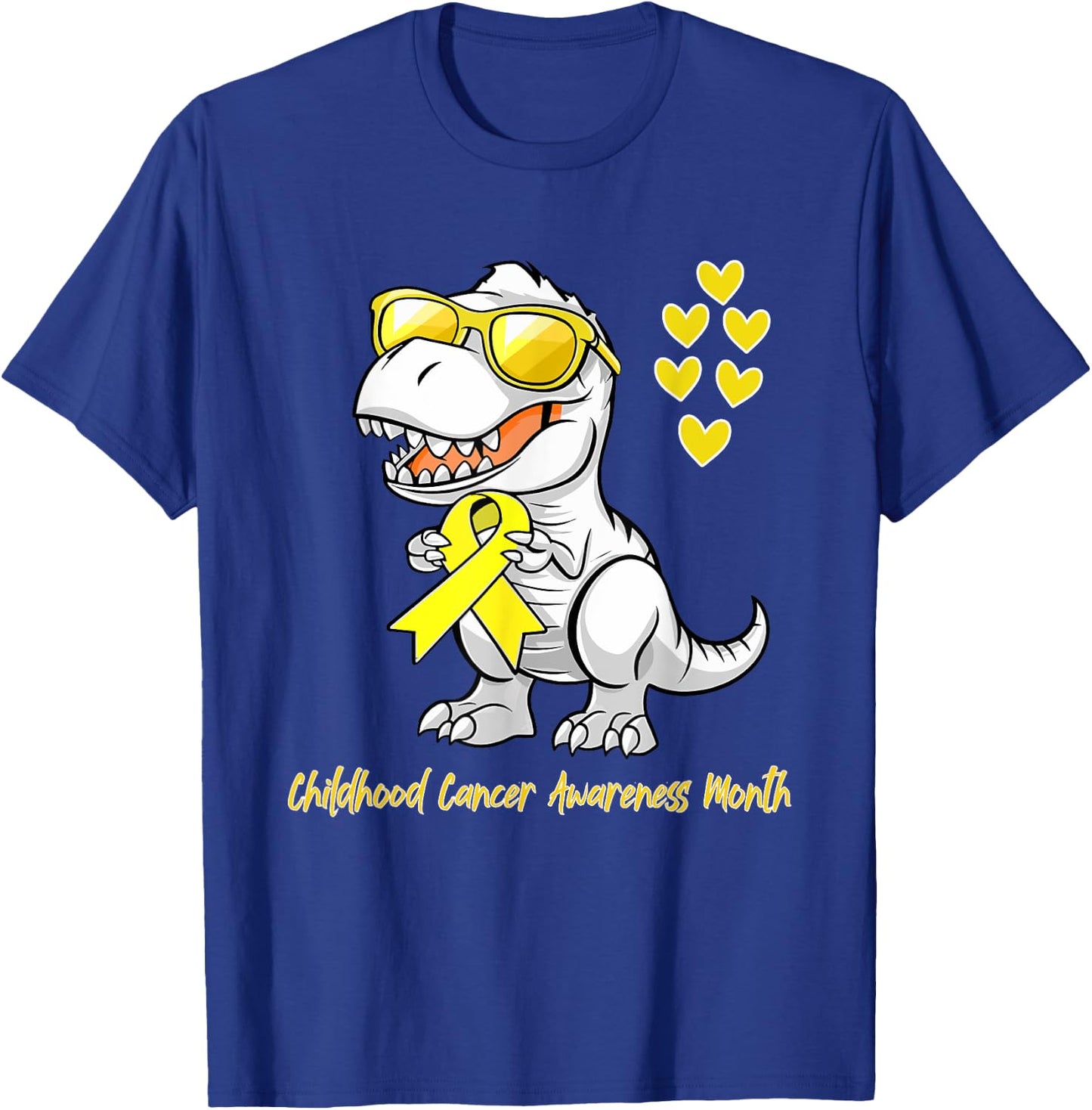 T-rex Dinosaur Childhood Cancer Awareness Dino kids Toddlers T-Shirt - T-Shirt | Royal