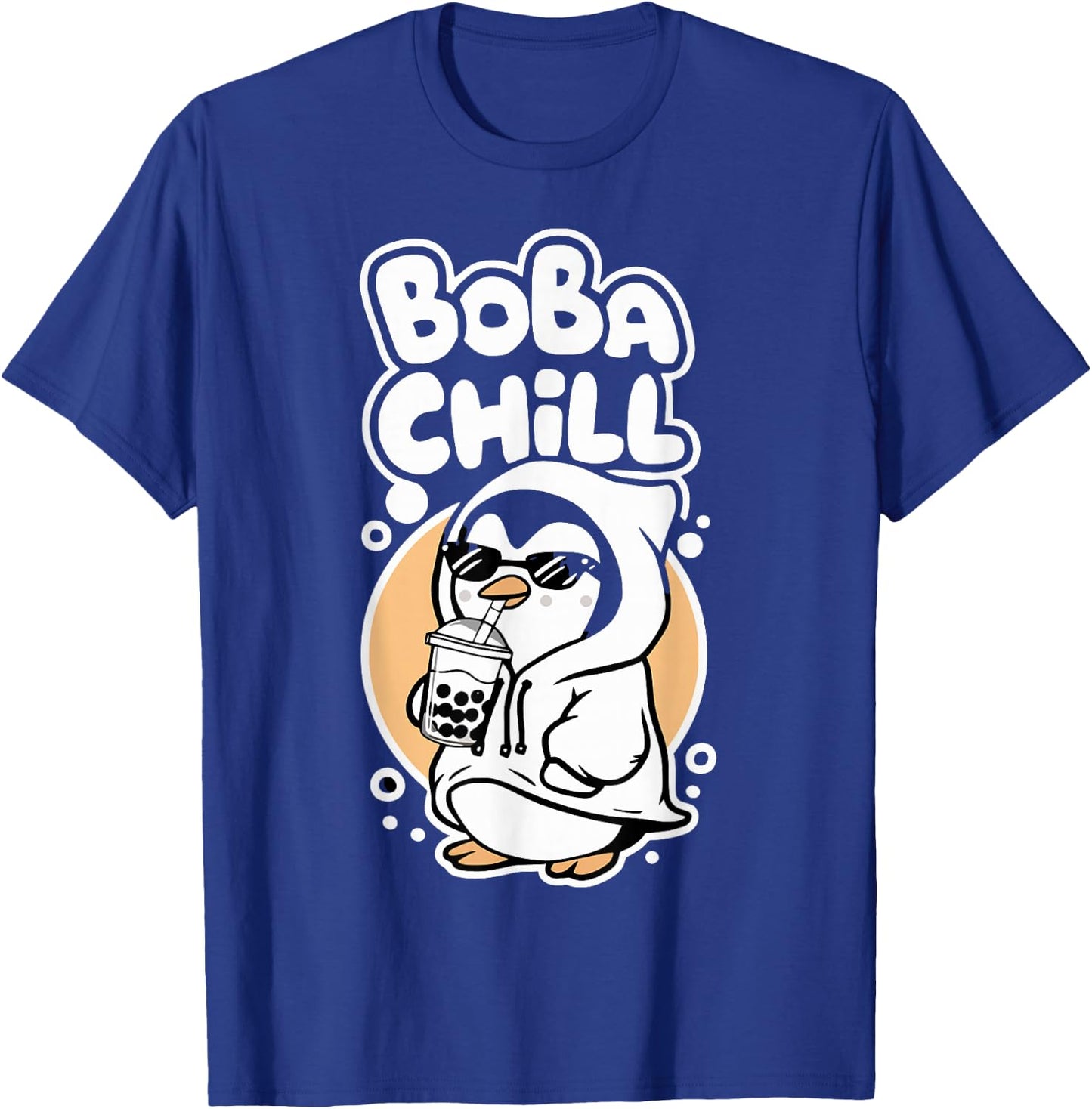 Boba Chill Kawaii Penguin Bubble Mike Tea Drink Cool Penguin T-Shirt - T-Shirt | Royal
