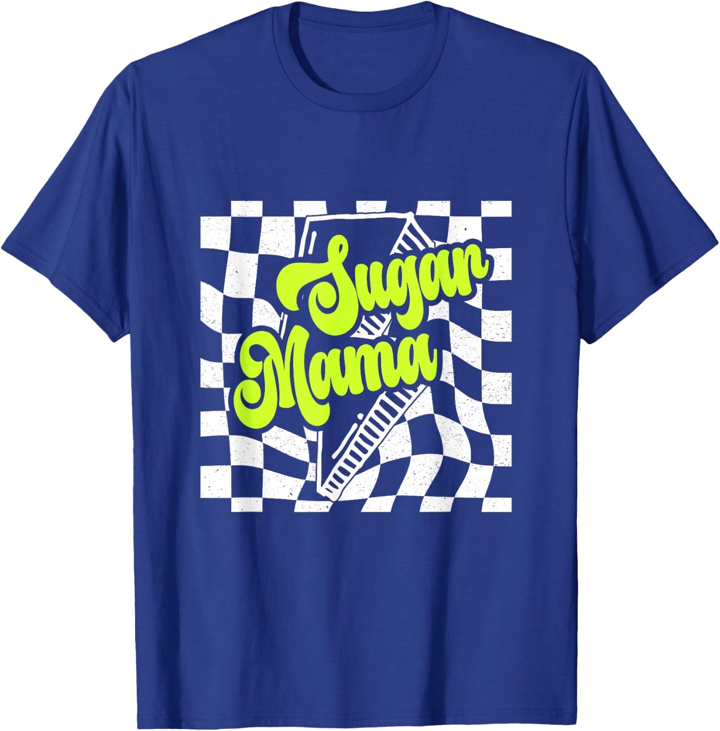Sugar Mama 90s lighting bolt Checkered Vintage T-Shirt - T-Shirt | Royal