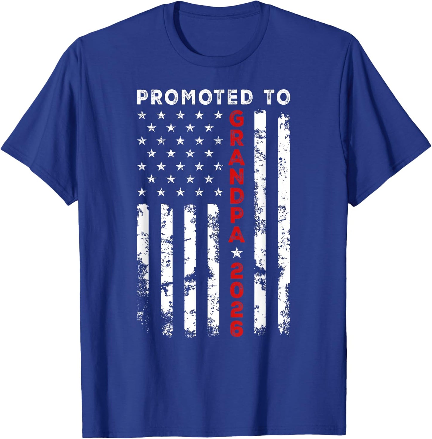 Vintage USA American Flag Promoted To Grandpa Again est 2026 Men T-Shirt - T-Shirt | Royal