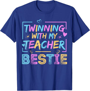 Twin Day Friends Teacher Twinning with My Bestie Matching T-Shirt - T-Shirt | Royal
