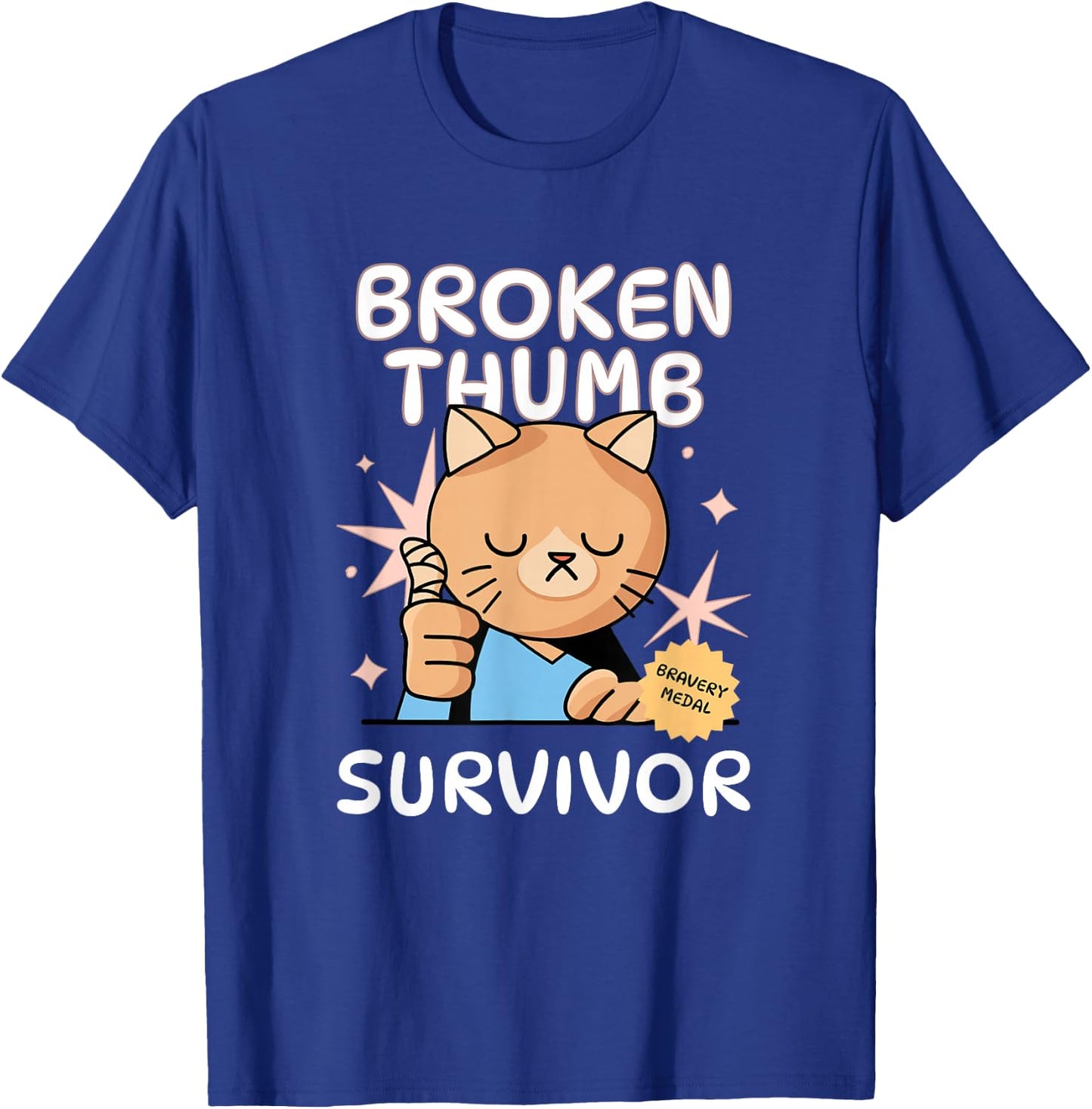 Broken Thumb Survivor | Broken Thumb Finger T-Shirt - T-Shirt | Royal