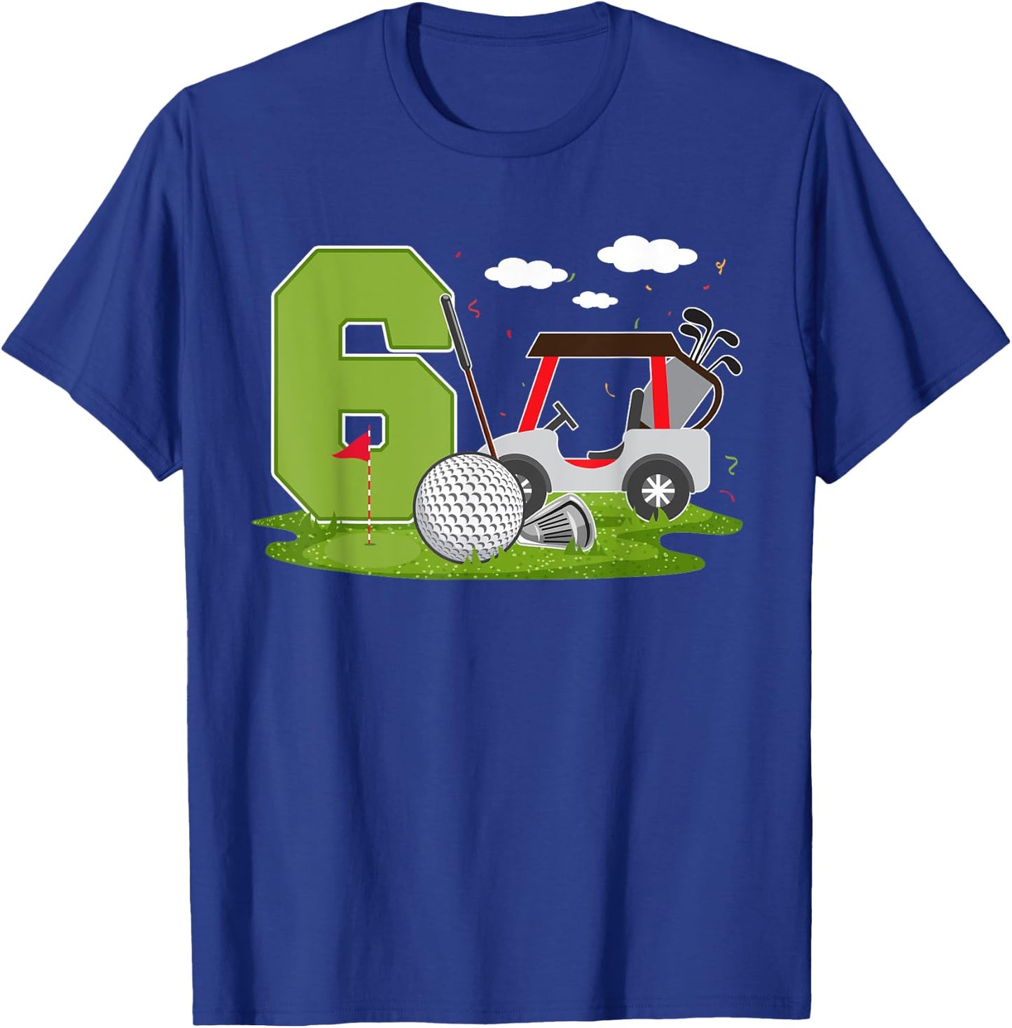 6th Birthday Golf 6 Years Old Birthday Party Golfer T-Shirt - T-Shirt | Royal