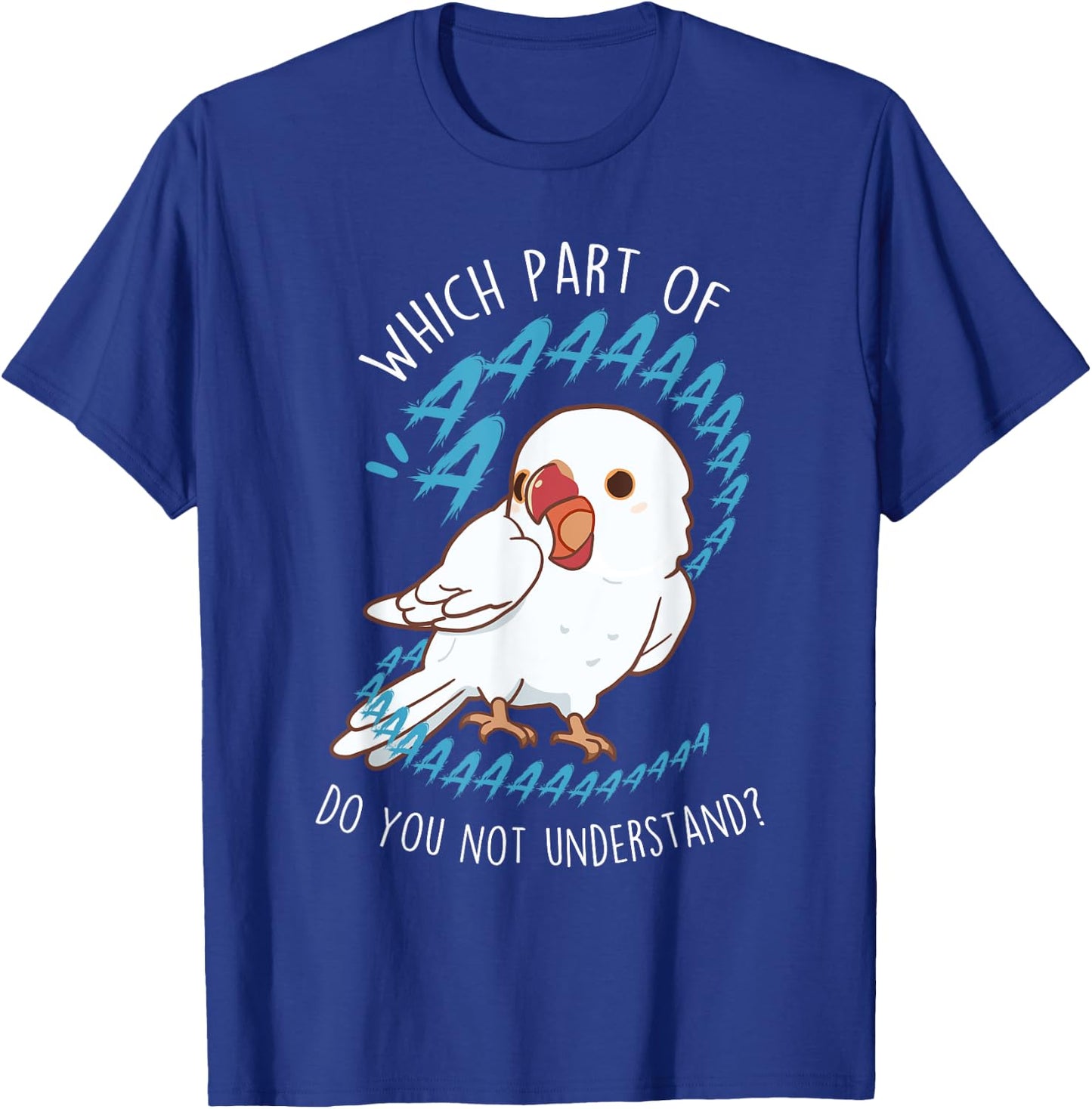 White Indian Ringneck Parrot Aaa Funny Cute Pet Albino Bird T-Shirt - T-Shirt | Royal