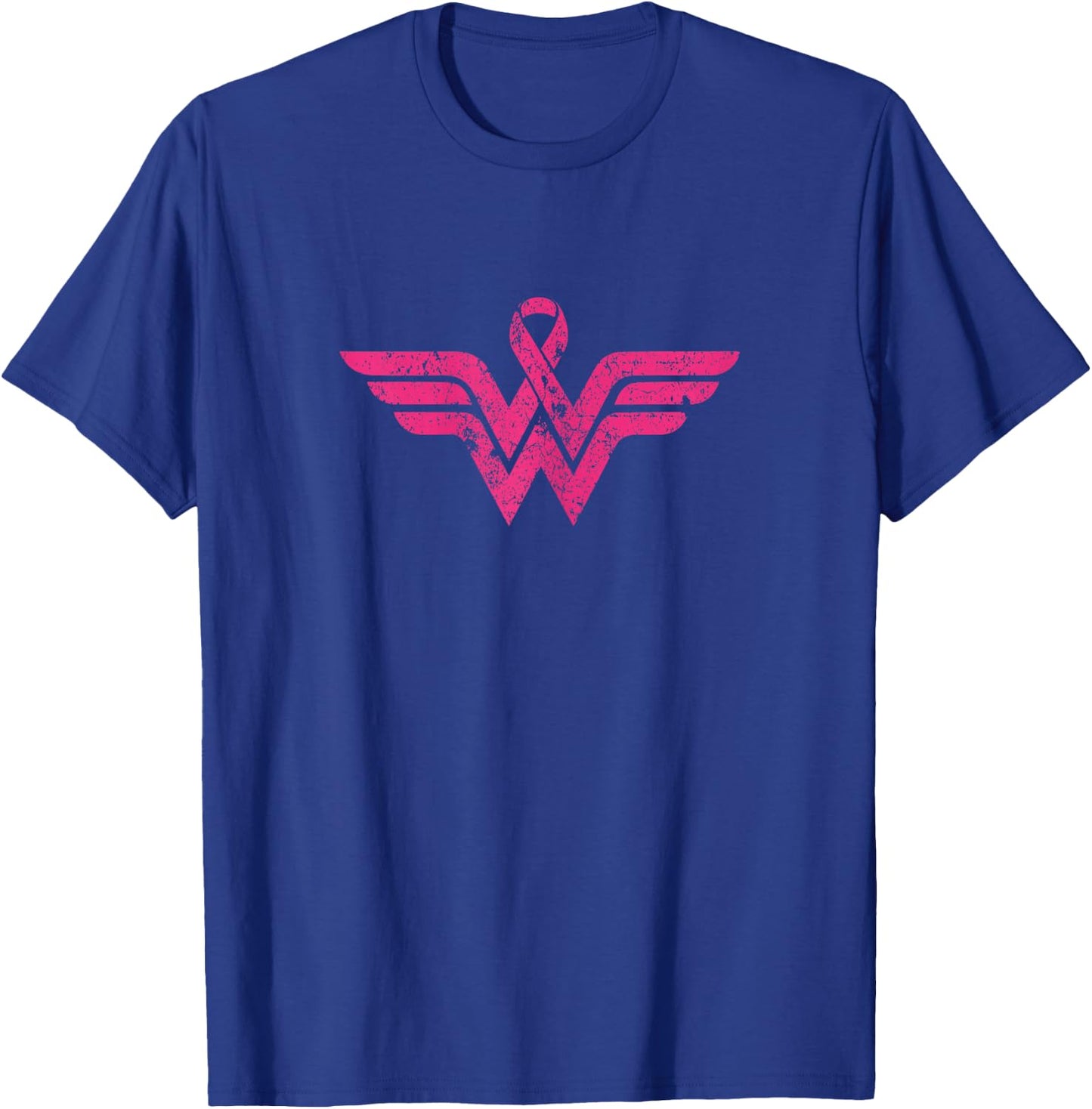 Vintage Retro Breast Cancer Awareness Pink Ribbon Superhero T-Shirt - T-Shirt | Royal