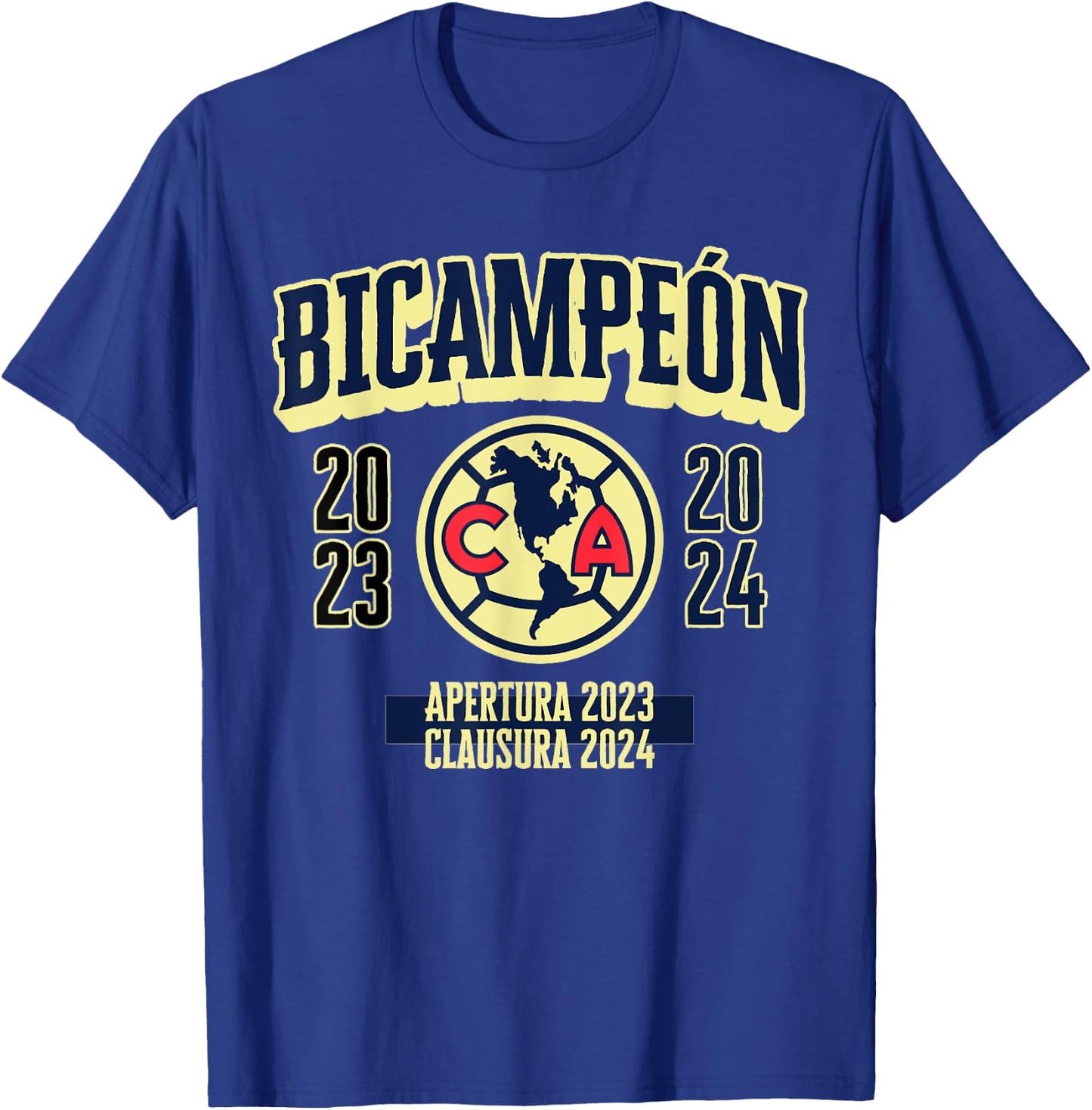 Club America Bicampeon Torneo Apertura 2023 - Clausura 2024 T-Shirt - T-Shirt | Royal