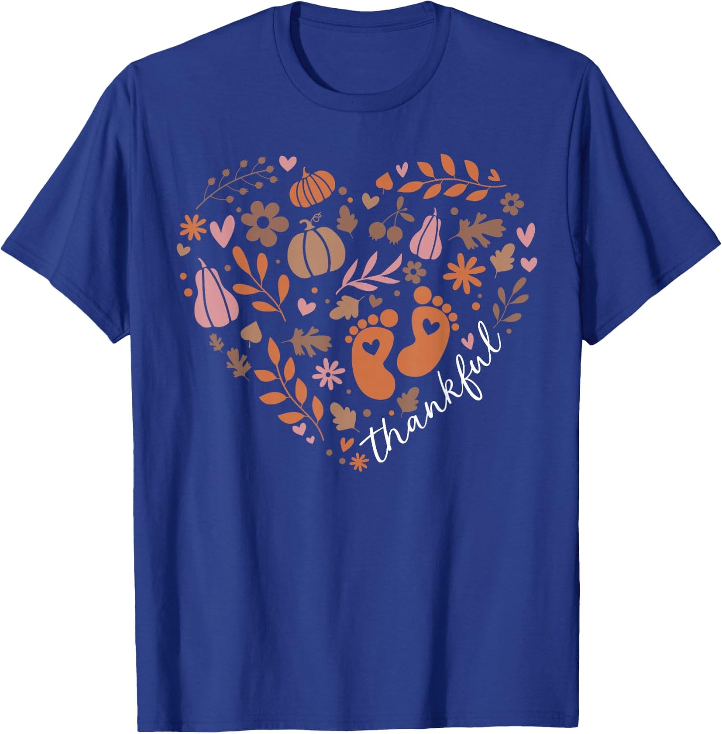Thankful Pregnancy Announcement Heart Fall Thanksgiving T-Shirt - T-Shirt | Royal