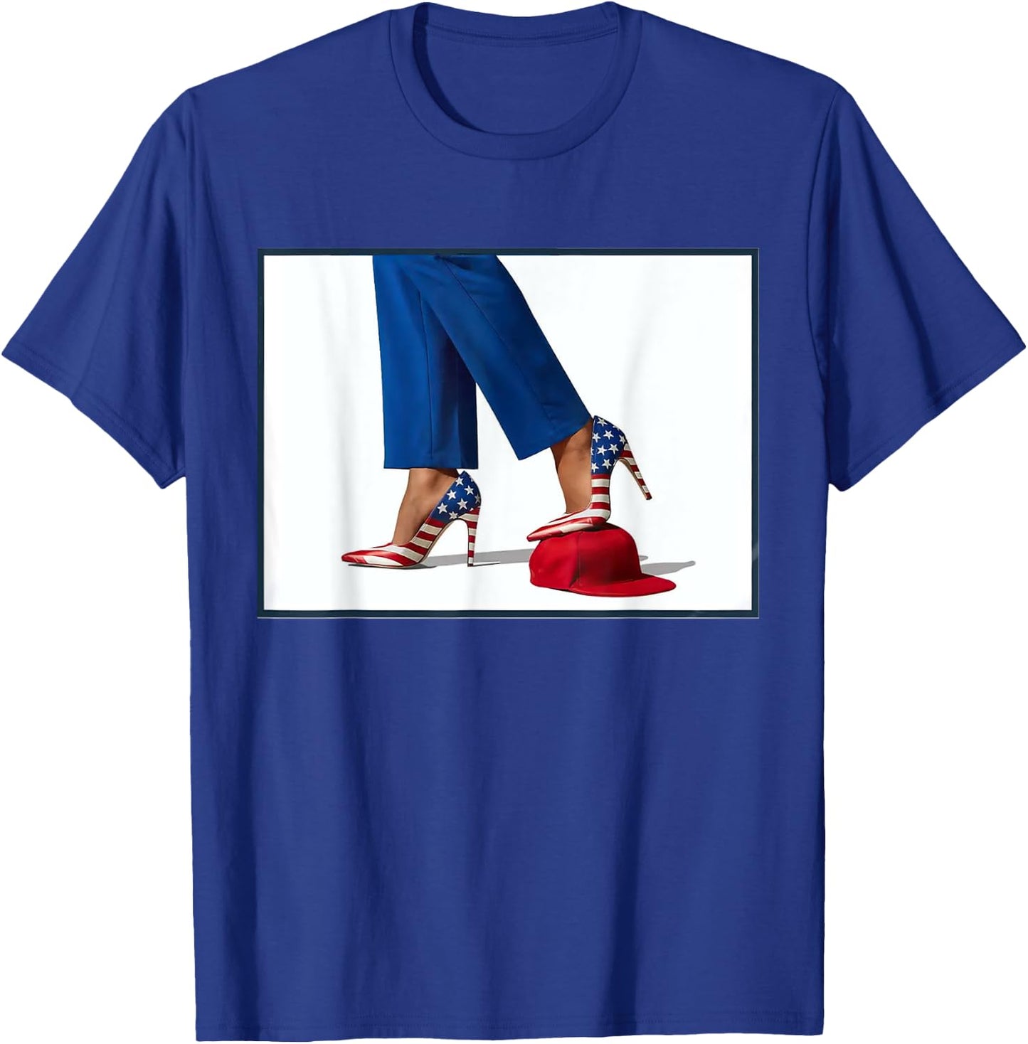Kamala Harris High Heels Stepping On Red Maga Hat T-Shirt - T-Shirt | Royal