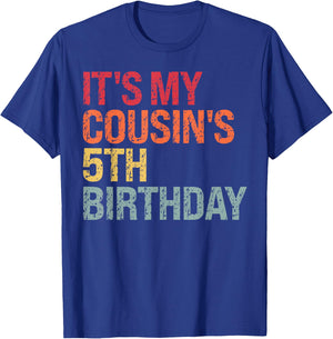 It's My Cousin's 5th Birthday Bruh Crown Girls Boys Kids T-Shirt - T-Shirt | Royal