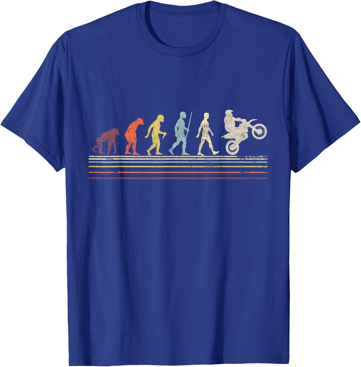 Vintage Retro Evolution Of Motocross Dirt Bike Rider T-Shirt - T-Shirt | Royal