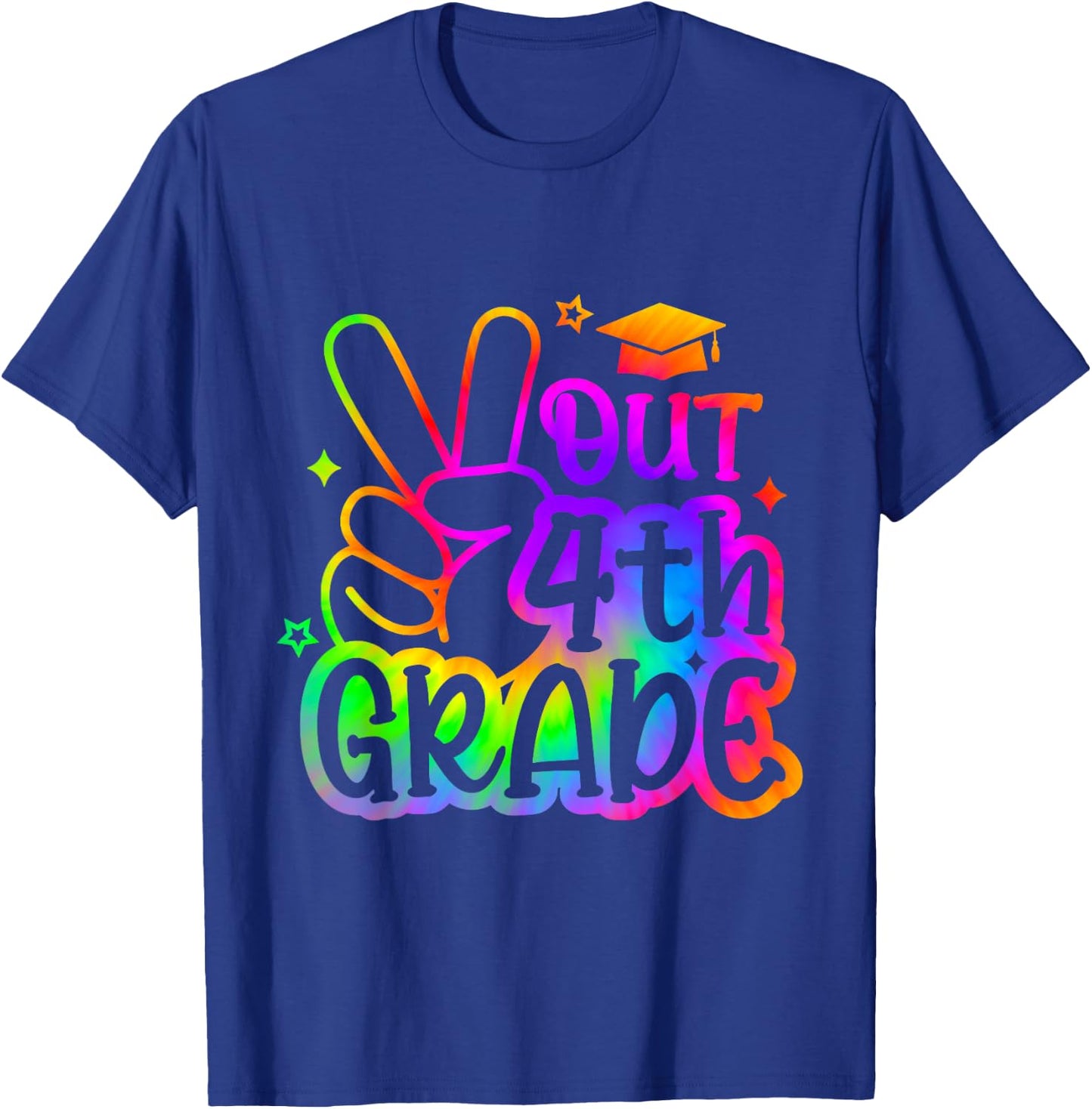Peace Out 4th Grade Tie dye Last Day School 2025 T-Shirt - T-Shirt | Royal
