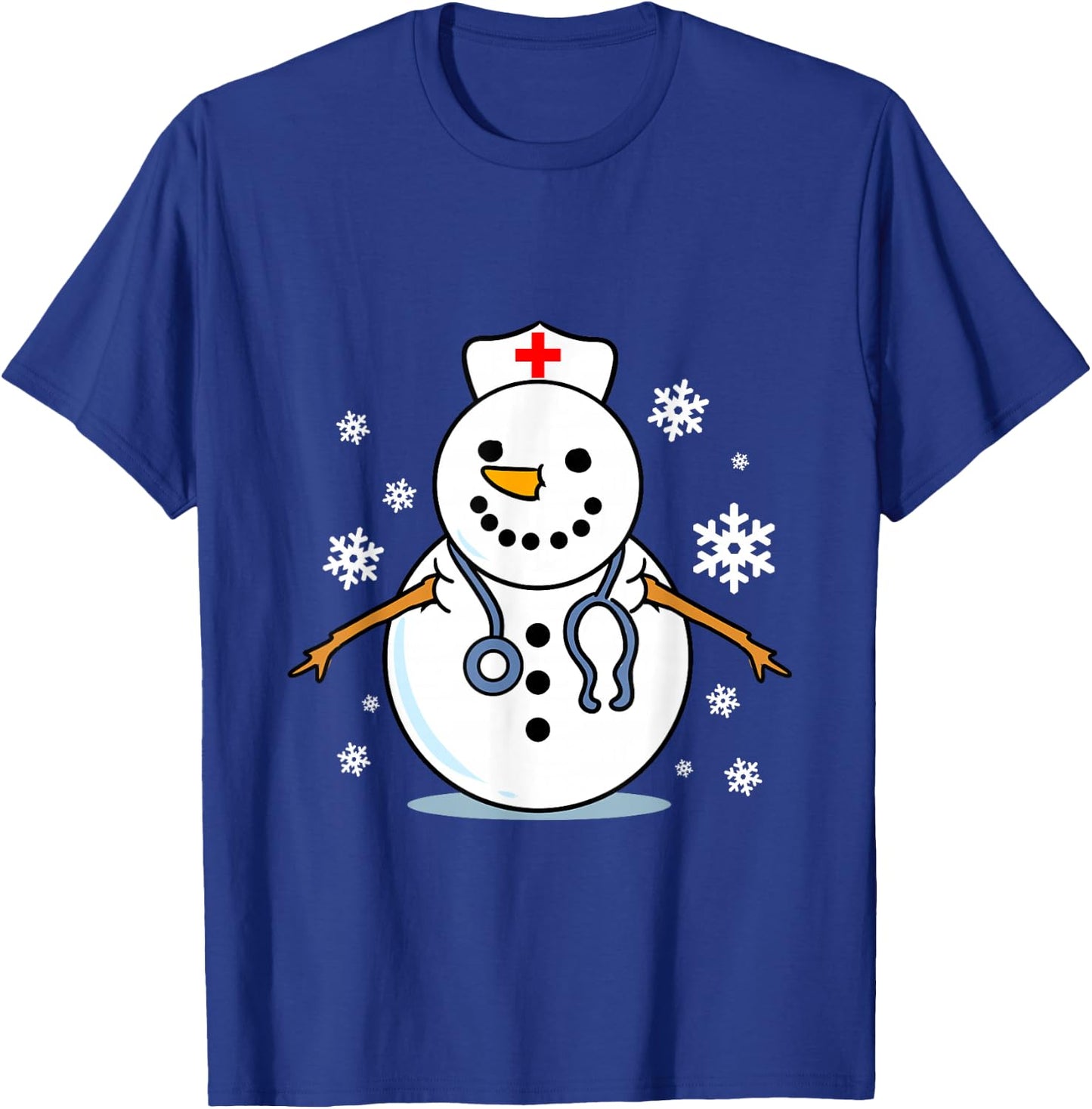 Nurse Snowman Christmas T-Shirt - T-Shirt | Royal