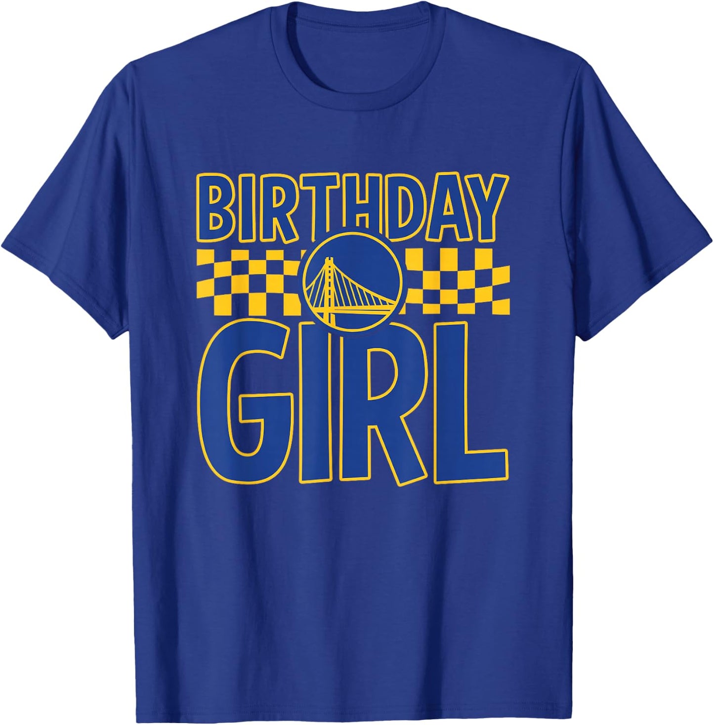 NBA Golden State Warriors Birthday Girl Checkered Logo T-Shirt - T-Shirt | Royal