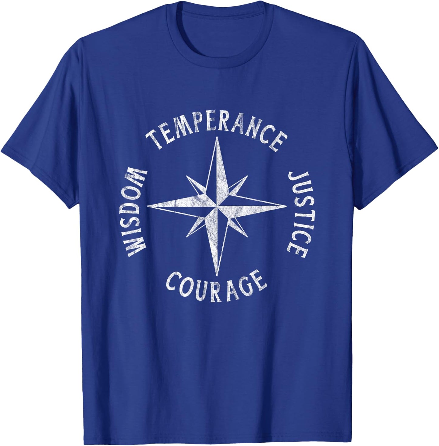 4 Stoic Virtues TEMPERANCE JUSTICE COURAGE WISDOM Stoicism T-Shirt - T-Shirt | Royal