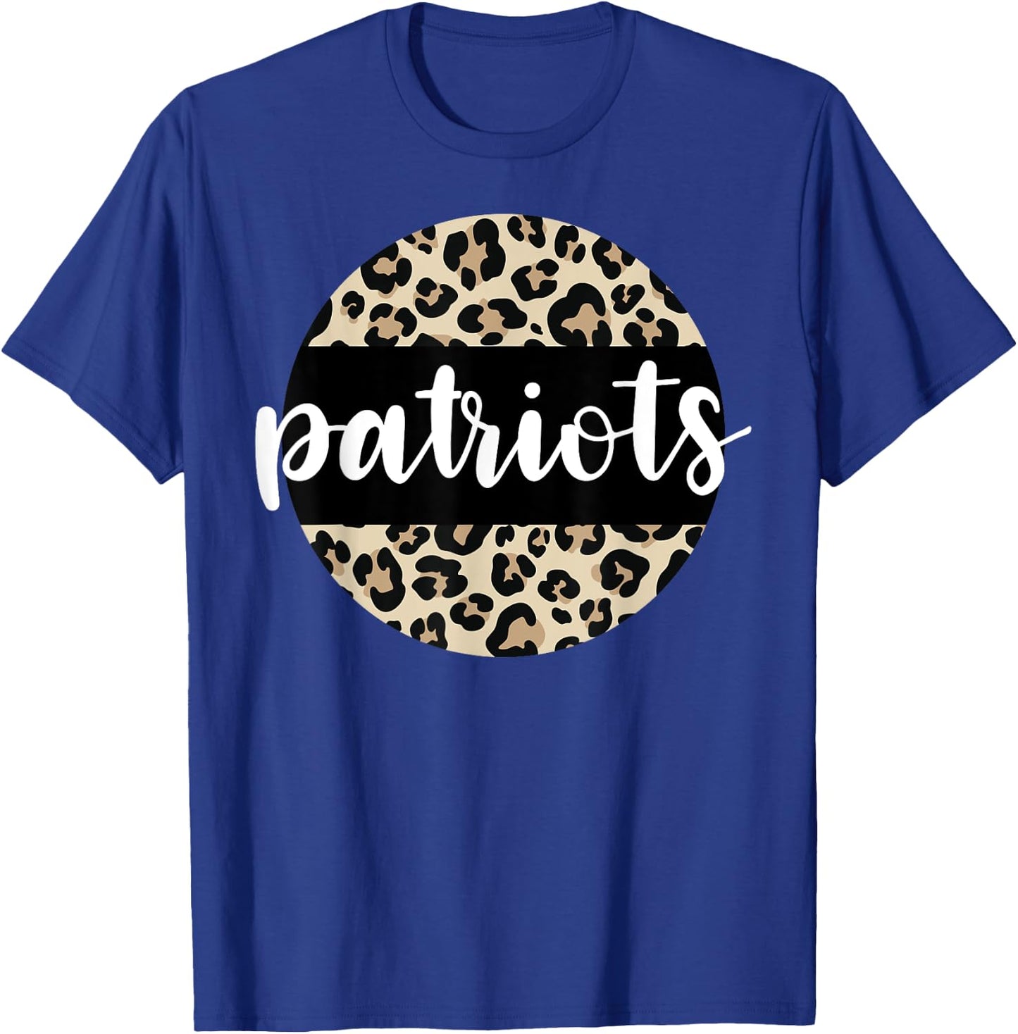 Leopard Print Patriots Team Mascot School Spirit Game Night T-Shirt - T-Shirt | Royal