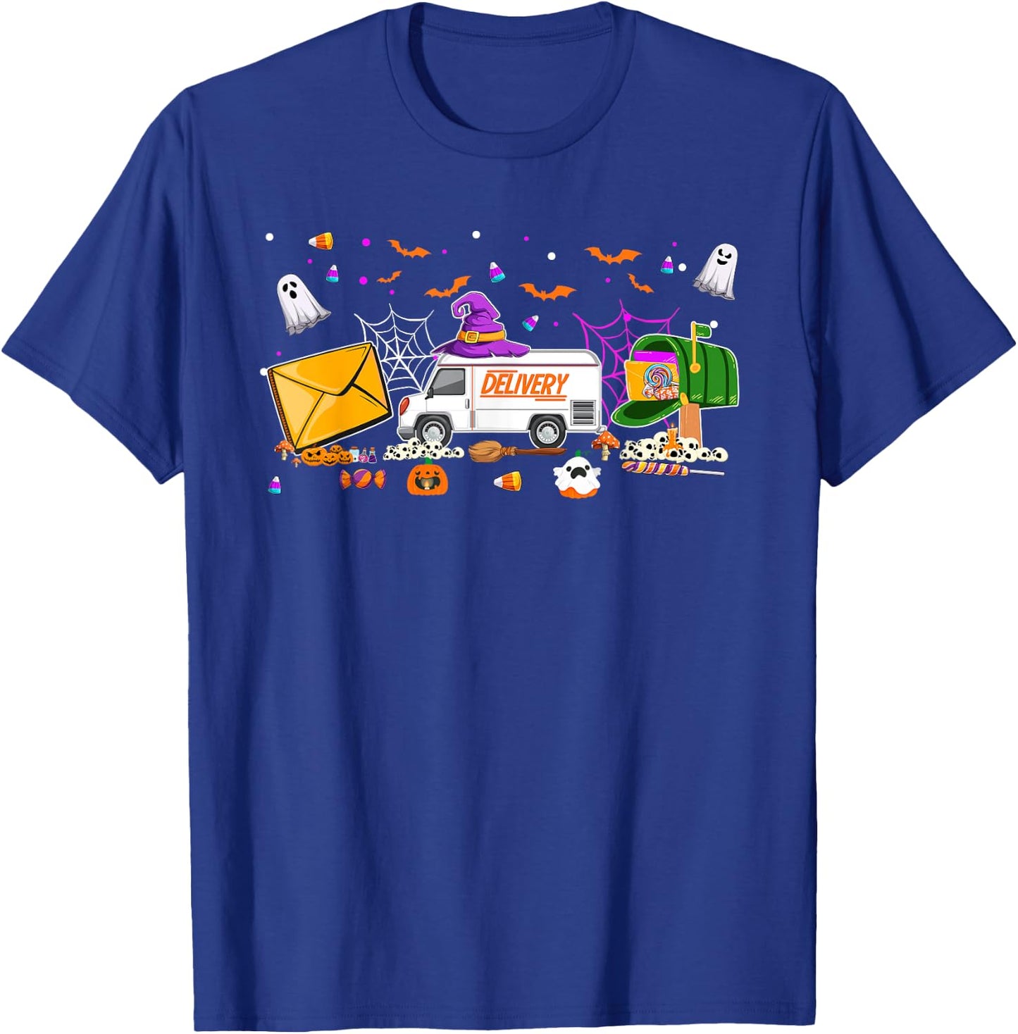 Halloween Postal Worker Mail Carrier Spooky Season T-Shirt - T-Shirt | Royal
