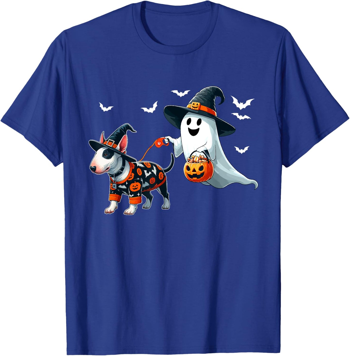 Boo Ghost With Bull Terrier As Witch Halloween Owner Kids T-Shirt - T-Shirt | Royal