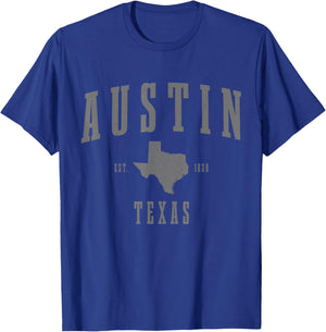 Austin Texas Pride State Map Sports Souvenirs T-Shirt - T-Shirt | Royal