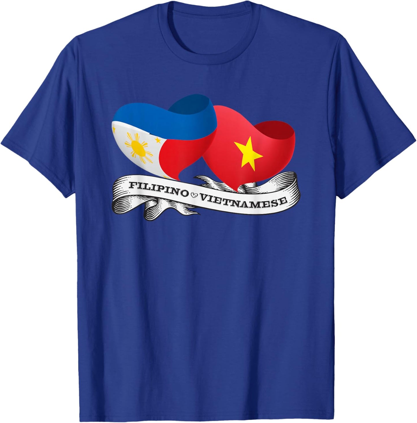 Half Filipino, Half Vietnamese heart flag T-Shirt - T-Shirt | Royal