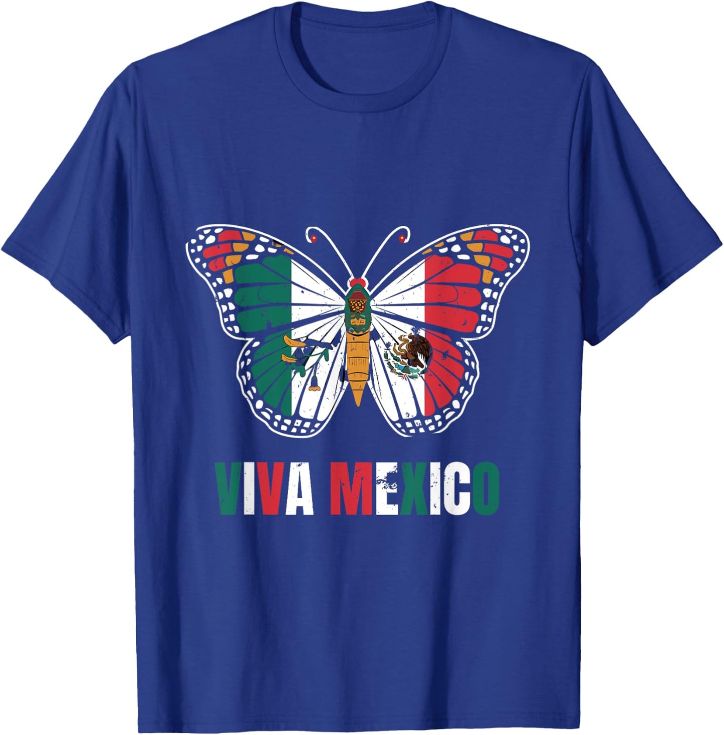 Viva Mexico Mexican Independence Day Butterfly flag Mexico T-Shirt - T-Shirt | Royal