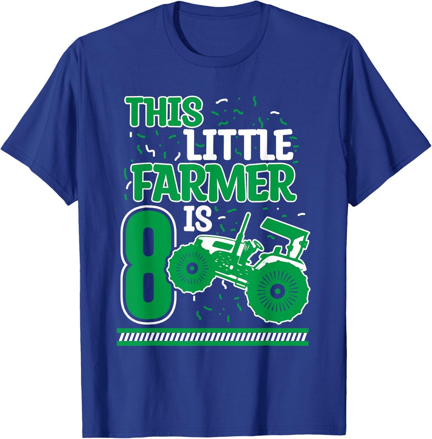 8 Years Old Boy Tractor Little Farmer 8th Birthday Kids T-Shirt - T-Shirt | Royal
