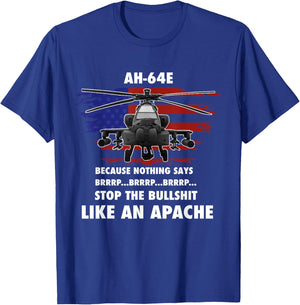 AH-64E Apache Helicopter Military and Veteran T-Shirt - T-Shirt | Royal