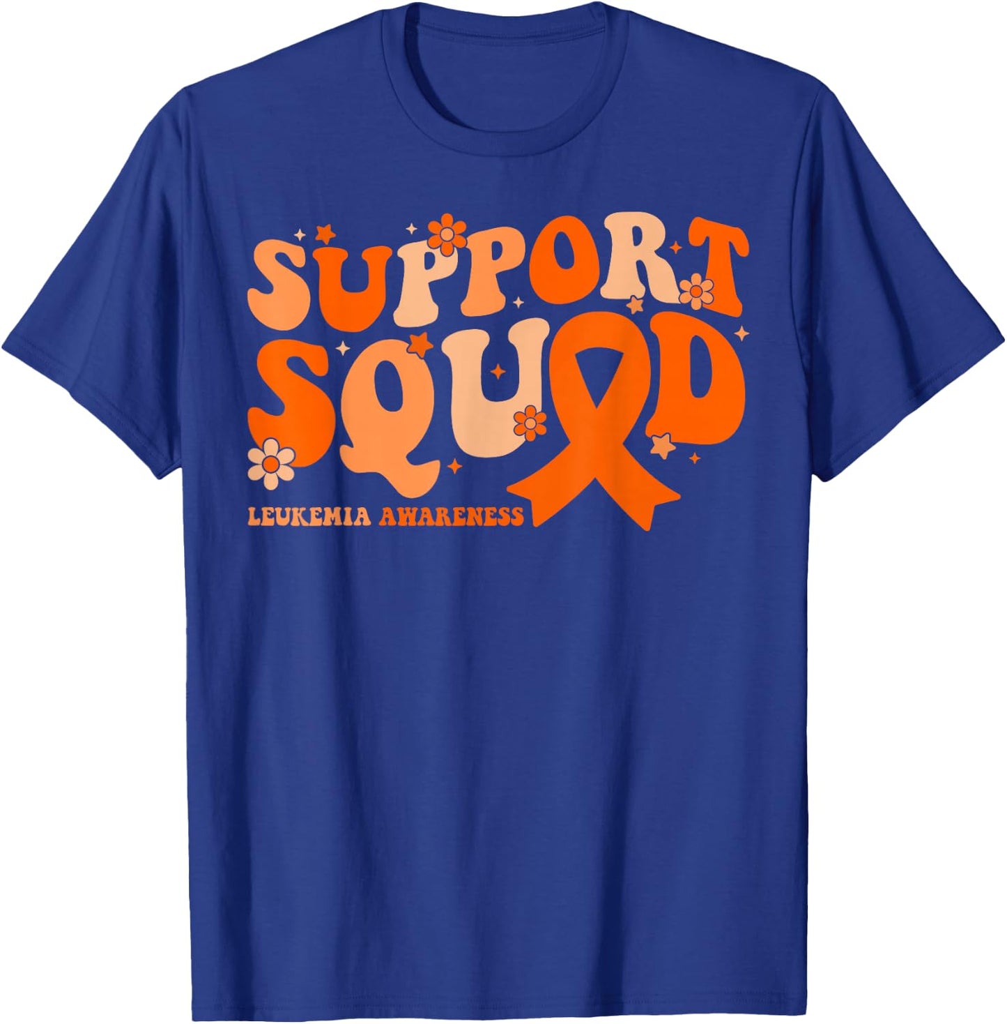 Support Squad Orange Ribbon Leukemia Blood Cancer Awareness T-Shirt - T-Shirt | Royal