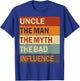 Uncle The Man The Myth The Bad Influence Vintage Funny Uncle T-Shirt - T-Shirt | Royal