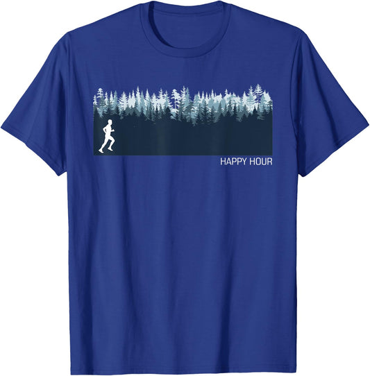 Happy Hour Running Runner Funny Men I Like Running Everyday T-Shirt - T-Shirt | Royal