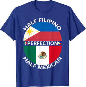 Half Filipino Half Mexican Philippines Mexico Flag Roots Men T-Shirt - T-Shirt | Royal