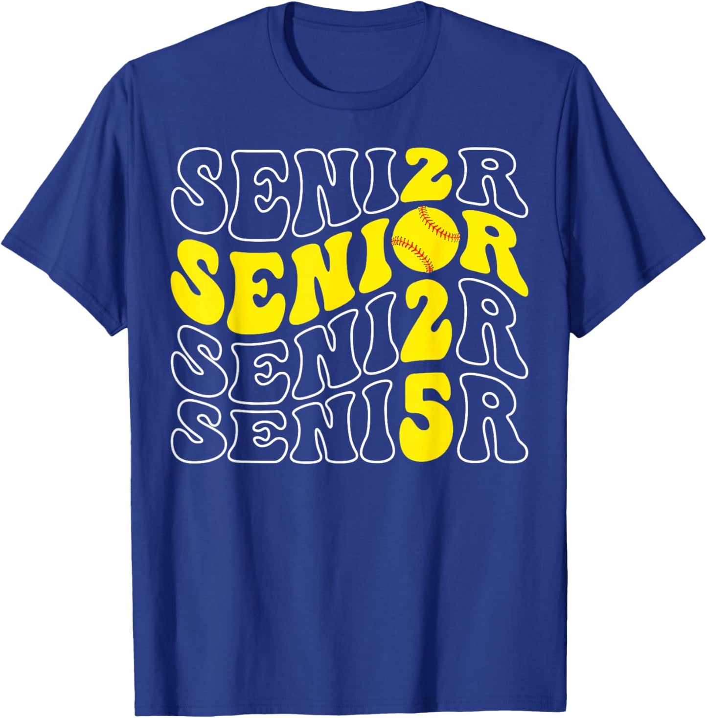 Groovy Senior 2025 Softball Class of 2025 Graduation Senior T-Shirt - T-Shirt | Royal