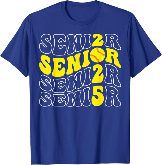 Groovy Senior 2025 Softball Class of 2025 Graduation Senior T-Shirt - T-Shirt | Royal