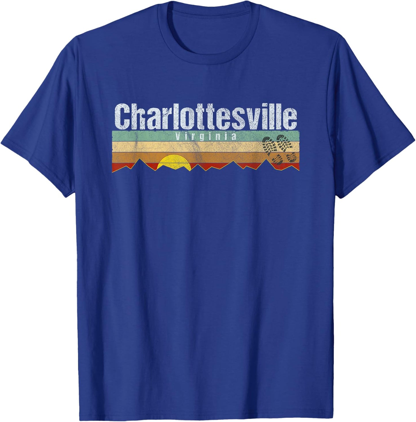 Charlottesville, VA Vintage Hiking Gift T-Shirt - T-Shirt | Royal