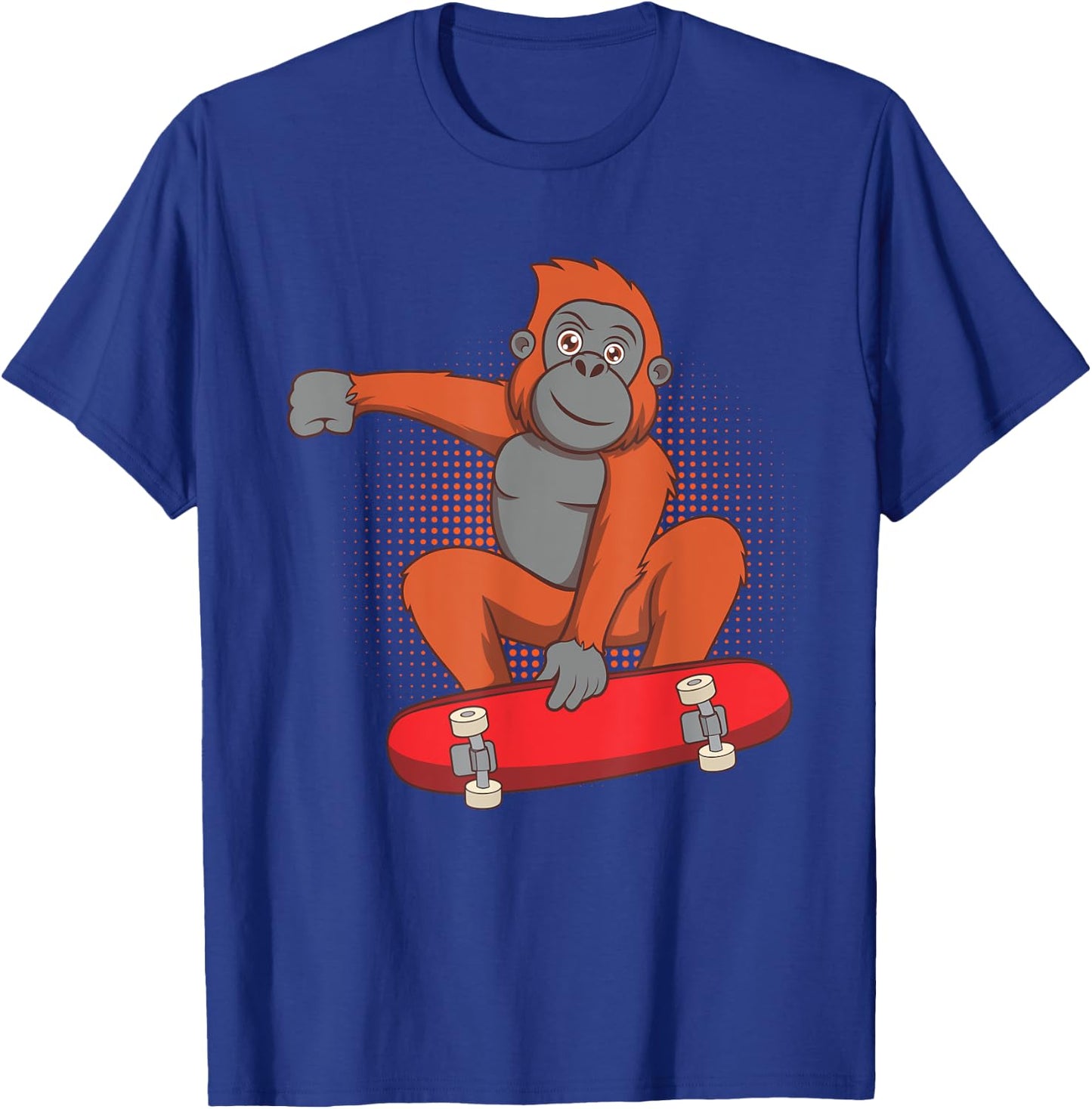 Orangutan Skating Funny Skateboard Monkey T-Shirt - T-Shirt | Royal