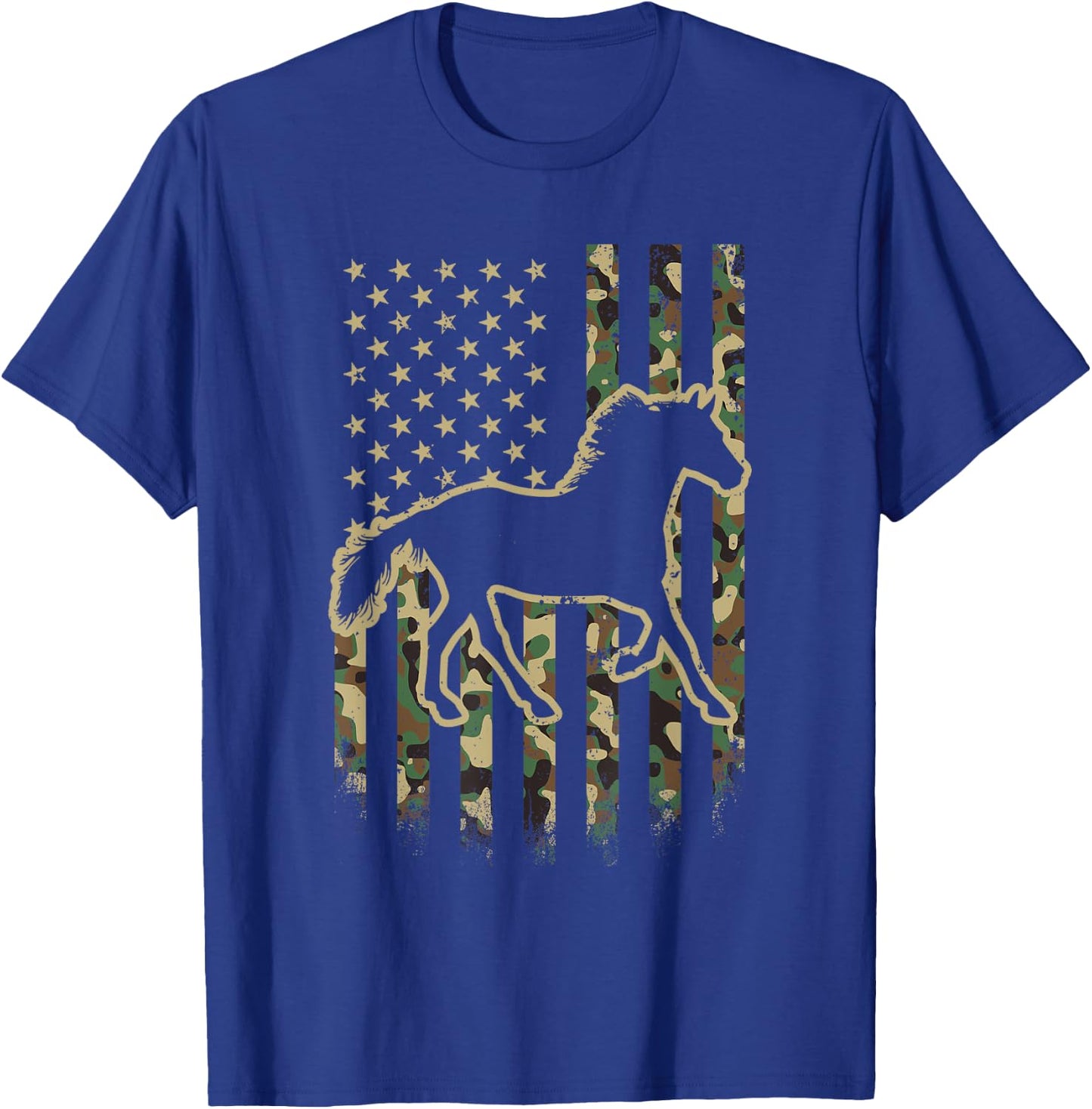 Camo American Flag Horse Camouflage 4th of July Horse T-Shirt - T-Shirt | Royal