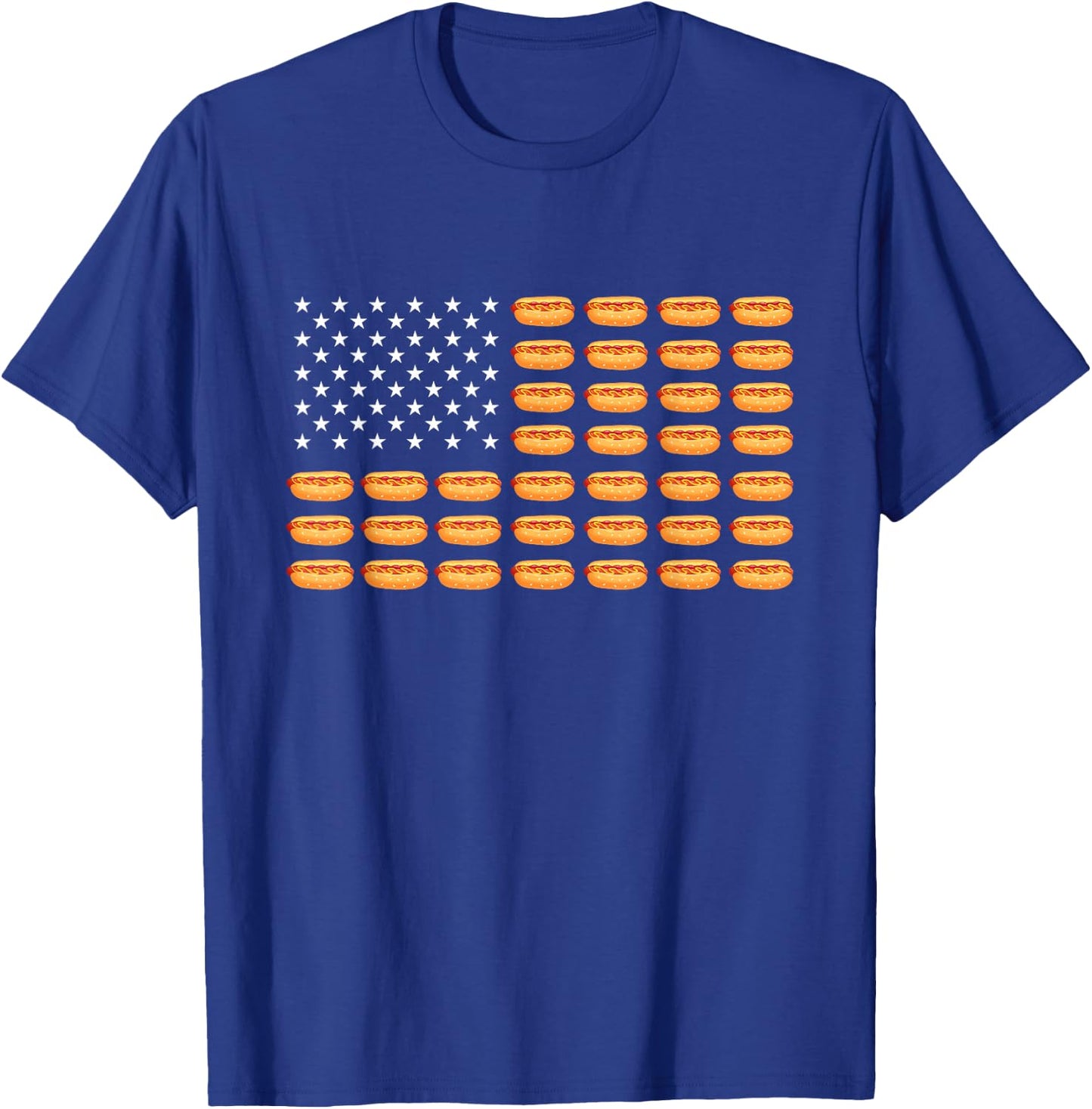 Hot Dog American Flag - Hot Dog Lover Fast Food Wiener T-Shirt - T-Shirt | Royal