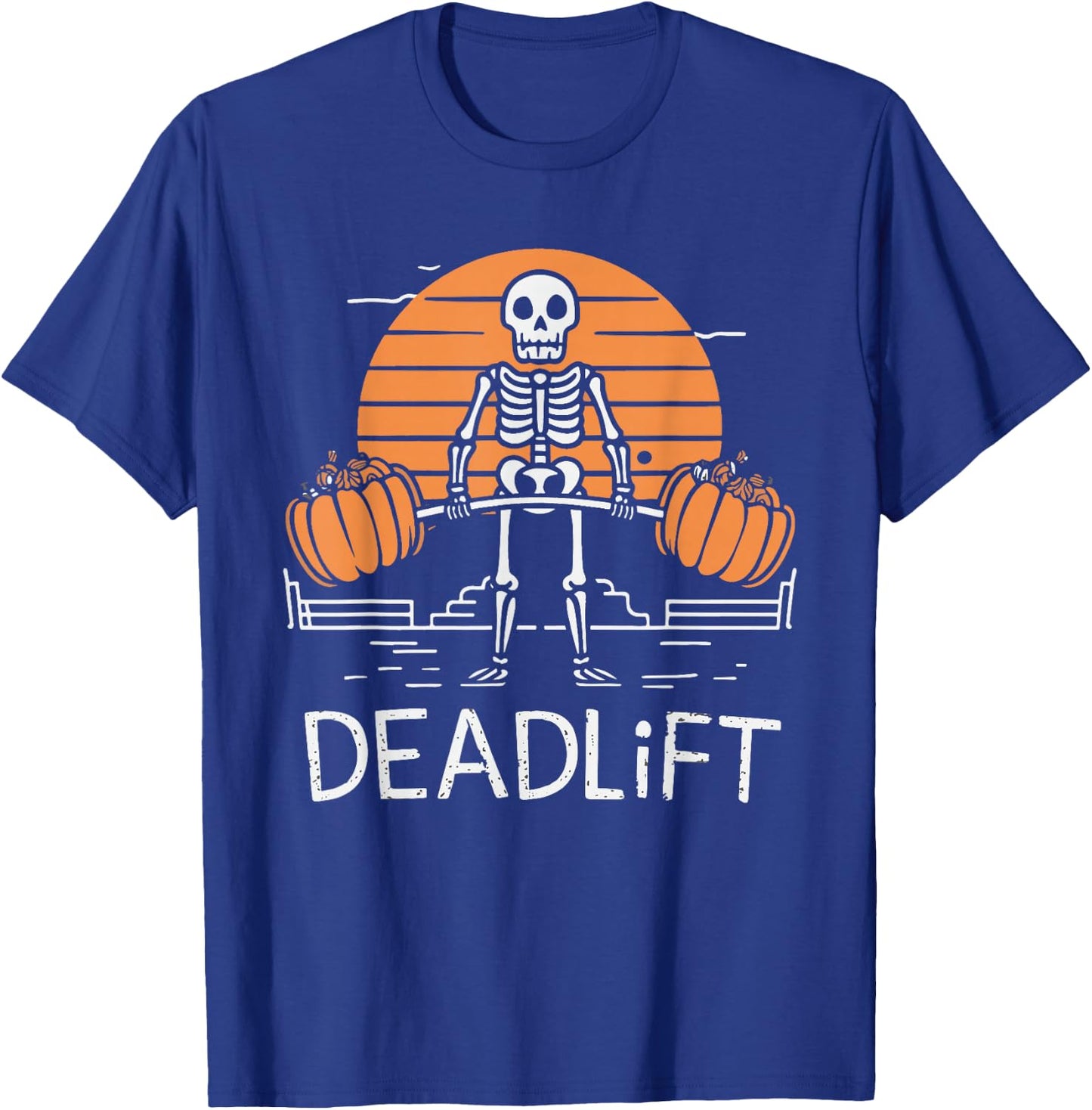 Skeleton Deadlift Spooky Weightlifting Workout T-Shirt - T-Shirt | Royal