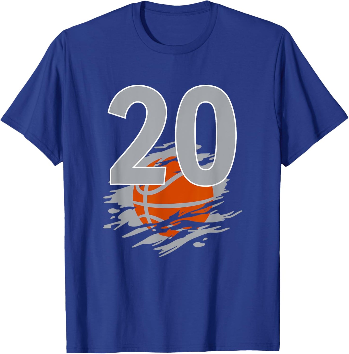 Jersey #20 Black White Basketball Team Number 20 Silver T-Shirt - T-Shirt | Royal